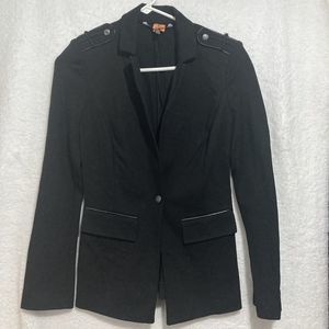 White House Black Market Jacket 00 Black Blazer Military Rayon Business Womens